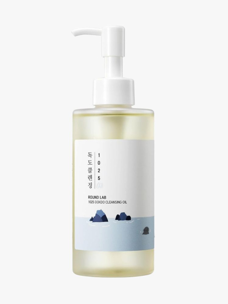 Round Lab 1025 Dokdo Cleansing Oil in branded component on a light gray background